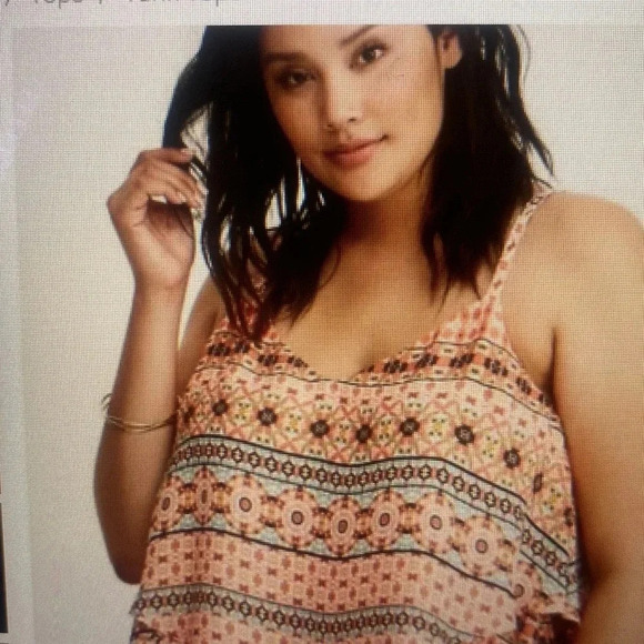 Torrid Mosaic Print Layered Criss Cross Back Cami Boho Print Layered size 2X - Picture 3 of 10